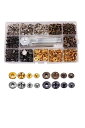 YFFSFDC レザークラフト カシメセット 4種類&ホック 4色 詰め合わせ 12mm ホック打ち工具 打ち台 パーツ DIY 手作り ベルト 布革細工 靴 ...