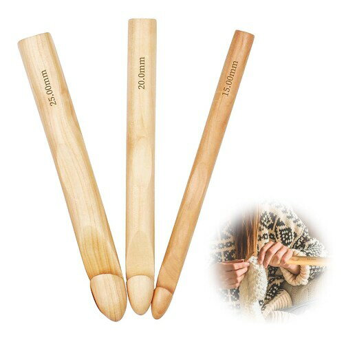 MILANQW ジャンボ固体木のかぎ針編みのホックの 3 つの 3 つのサイズのセット 15/20/25mm の初心者の編..