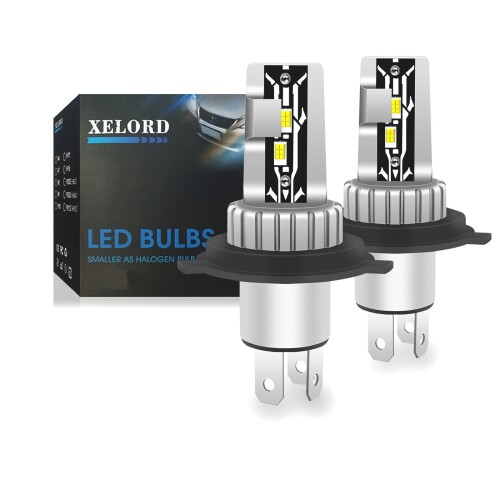 XELORD H4 Hi/Lo LEDヘッドライト 瞬間起動 高輝度 6000K ホワイト 車用 LEDバルブ CSP LEDチップ搭載 ..