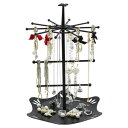 MrMrKura ジュエリースタンド 回転式 3段 ジュエリーホルダー 30cm ジュエリー収納 アクセサリースタンド 金属 ピアス ネックレスとピアス用 黒 ...