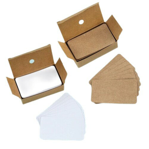 レトロ風カード 両面書き込み可能 紙素材 学習 仕事 メモ メッセージカード DIY ギフトデコレーション スクラップブッキング 白100pcs+牛皮色100p...