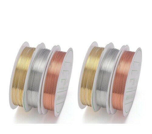 DIFEIUKI 銅線ワイヤー 6巻入 極細径0.3mm 0.5mm アクセサリーワイヤー 銅線 細め ジュエリー 作成 手..