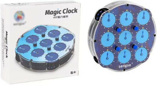 Taolele マジッククロック スピードルービックキューブ、磁気クリアブルー時計、内側に磁気ルービックキューブおもちゃ付き、子供と大人向けの3Dルービックキューブ時計