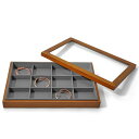 Oirlv ジュエリートレイ 蓋付き 12区画 木製 ジュエリーボックス 大容量 指輪 ネックレス バングル ディスプレイ 収納 透明 高級 おしゃれ 適格請求...