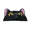 Phoenix Ikki 猫ちゃん ねこ キャット かわいい動物 面白い 刺繍 パッチ ワッペン 腕章 紋章 アップリケ マジックテープ 着脱式 ベルクロ対応 black