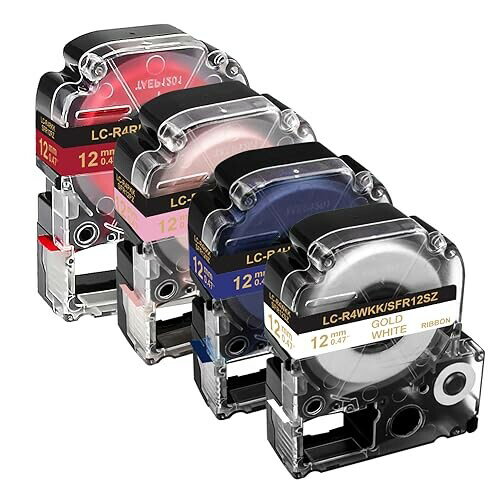 YUU テプラ りぼん キングジム テプラ リボン テープ 12mm 赤 互換 カートリッジ ネイビー ピング レッド 白 金文字 Tepra PRO SFR1...