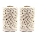 OptiPro マクラメロープ 3mm x 100m 綿ロープ 紐 糸 ナチュラルコットン 天然染料使用 マクラメ 編み DIY 手編みロープ 手芸 壁掛け お...
