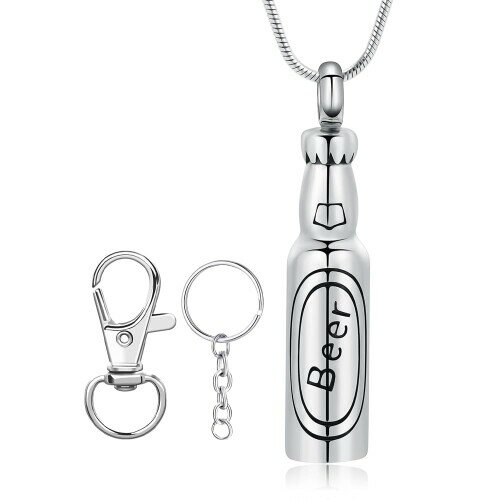 ビアーズ メモリアルペンダント 遺骨ペンダント 手元供養 遺骨ネックレス 円柱形 ラインストーン付 遺..