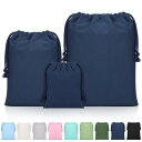 Svaldo ギフトバッグ 巾着袋 無地 瑠璃紺 3枚セット 3サイズ(13*16cm+18*25cm+25*32cm) 帆布 キャンバス製 インナーバッグ 収納 旅行 巾着 収納ポーチ アクセサリーポーチ 小物入れ