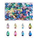 Beadthoven 約100個/箱 10色 しずく型 雫形 ガラスペンダント 多面カット サンキャッチャー キラキラ ガラスストーン チャーム ビーズ アクセ...
