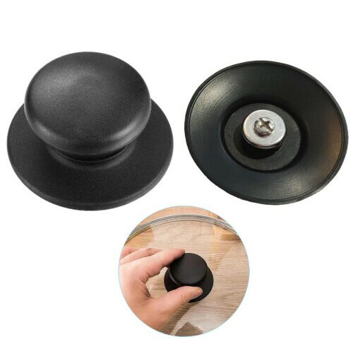 ChasCoCo鍋ふたノブ 鍋ツマミ ハンドル 丸形 2個入りアクセサリー ふた ノブ ハンドル 耐熱性 プラスチック ノブハン キッチン調理器具 鍋蓋 交換用 ブラック