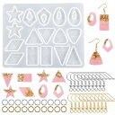 5WYOUKE イヤリングモールド レジン シリコン モールド シリコンモールド 四角 星 三角 ひし形 長方形 イヤリング ピアスフック 金具付き 穴あけ エ...