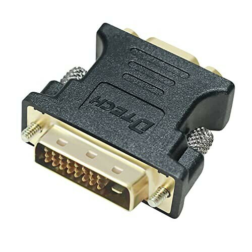 DTECH DVI VGA 変換 アダプター DVI-D (24+1) オス to VGA (ミニ D-Sub 15ピン) メス コンバーター 単方向伝送 フルHD 1080p DVI 25ピン D-sub 15ピン 変換 プラグ DVI RGB 中継 延長 コネクター