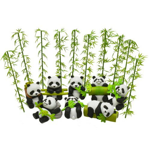 Pinenjoy パンダ 置物 ミニ動物フィギュア 樹脂 竹を持ち パンダモデル パンダ人形 クリスマス 風景 庭の装飾 面白い 装飾彫刻像 フィギュア 飾り物...