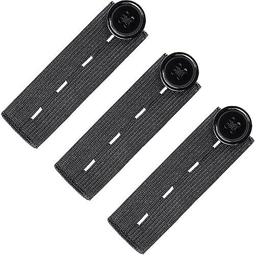 ウエスト調整お直し ウエスト伸ばす 3枚セット ウエスト広げる用 ウエスト縮める マタニティ スカート ジーンズに適用 裁縫不要 簡単使用 ブラック