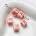 KONHOME ピンクセラミックビーズ 10個セット 陶器玉 かわいいDIY彫刻ルーズビーズ ハンドメイド 磁器フラワー ラウンドビーズ ネックレス ブレスレッ...