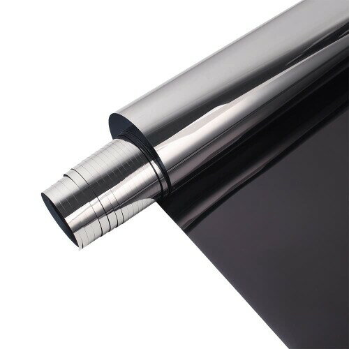 窓用フィルム 窓断熱シート マジックミラーフィルム 目隠しシート 一方向ミラー反射フィルム 飛散防止 UVカット 紫外線カット日差し 暑さ対策 ブラックシルバー（80cm X400cm）