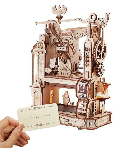 楽天アルメリアセカンドストアROKR 立体パズル 印刷機 プリンター 可動式モデル 大きめ 存在感ある メカニカル 木製 3D ウッドパズル スタンプ印刷 趣味 工作キット DIY クラフト 組み立て 暇つぶし 知育玩具 女の子への