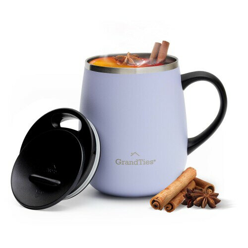 GRANDTIES グランタイズ 全19色 プレミアム真空断熱マグカップ 460ml 簡単開閉スライド蓋付き ステンレス製 二重壁真空断熱構造 保温・保冷機能付き オフィスでも人気(サンクチュアリー)