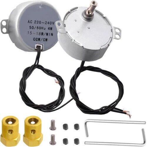 JYUDAUFU 2個TYC50同期電動機15から18RPM AC220~240V 50/60Hz 4WのCW/CCW回転歯車永久磁石モーター、電..