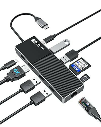 2023最新型 SAN ZANG MASTER 10-IN-1 USB C ハブ ドッキングステーション Type C ハブ 最新のMacBook Pro/Air Dell XPS HP Lenovoなどを含めたType C デバイスに対応