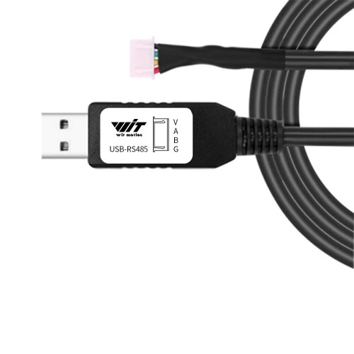 WitMotion USB to RS485 Modbus RTU コンバータケーブル（CH340チップ付き）、4ウェイメスソケットヘッダーで終端、シリアルアダプター（1メートル、黒）、Windows 10,8,7、Linux MAC OS