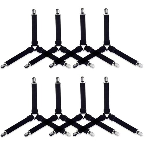 ベッドシーツクリップ 8個セット 布団クリップ ズレ防止クリップ 三角形ゴムバンド 調節可能 ゴムバン..