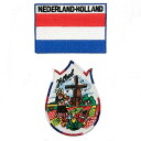 All Splendid - オランダ 風車 と チューリップ パッチ + オランダ フラッグ 刺繍 パッチ チューリップ シェイプ パッチ 国 パッチ アップリケ 工芸品 ジャケット ワッペン The Netherlands Windmill