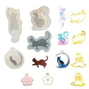 ねこ 猫 シリコンモールド 4種類 Aセット+桜チャーム1個/ レジン アロマストーン 手作り 石鹸 キャンドル 樹脂 粘土 オルゴナイト 型 抜き型 /Aネコ...