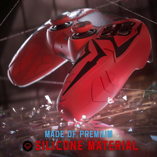 PlayVital ps5コントローラー対応用シリコン保護カバー、サイバースパイダーデザイン、サムグリップキャップ2個やステッカー6枚付属、グリップ付き滑り止め、耐衝撃、充電ドック対応-