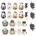 SUNNYCLUE 40個10種 猫 チャーム ネコ チャーム 桜 チャーム エナメル かわいい サクラ チャーム 月 パーツ 花 ピアス ねこ 花びら イヤリ...