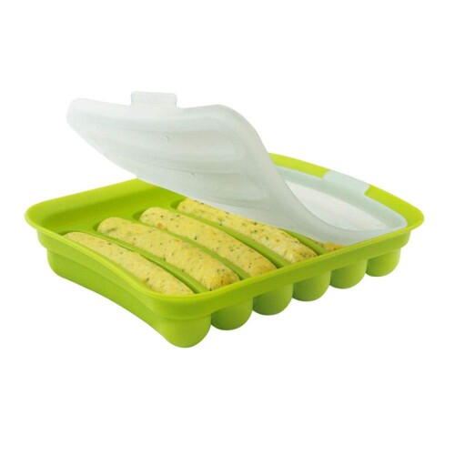 Santuoソーセージモールド DIYソーセージ シリカゲルソーセージモールド シリカゲルキッチン用品 DIY補助食品調理器具 1回6つ (緑)