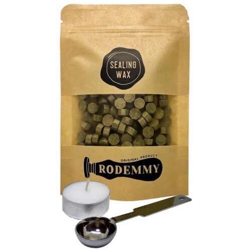（RODEMMY） シーリングワックス 小粒タイプ 200粒入り スプーン ＆ ロウソク セット (アンティークゴ..