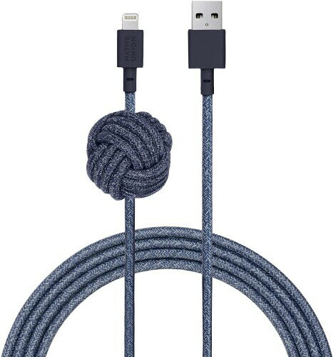 NATIVE UNION (ネイティブユニオン) NIGHT Cable USB-A to ライトニング 高耐久 充電ケーブル アンカーノット付き - (MFi認証) iPhone/iPad対応 (3メートル)(Indigo)