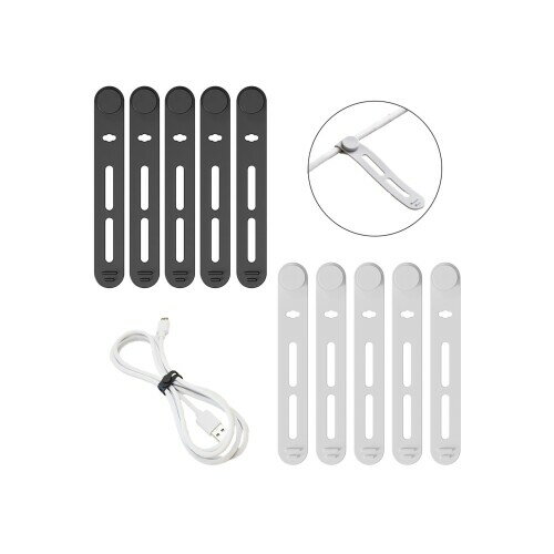 Neyiem ケーブルバンド縛り高弾力配線整理は3倍に伸びて接続でき、紛失防止のフック機能も兼ねており、繰り返し使用できるシリコン便利商品/オフィス/家庭/車内などのケーブルクリッ