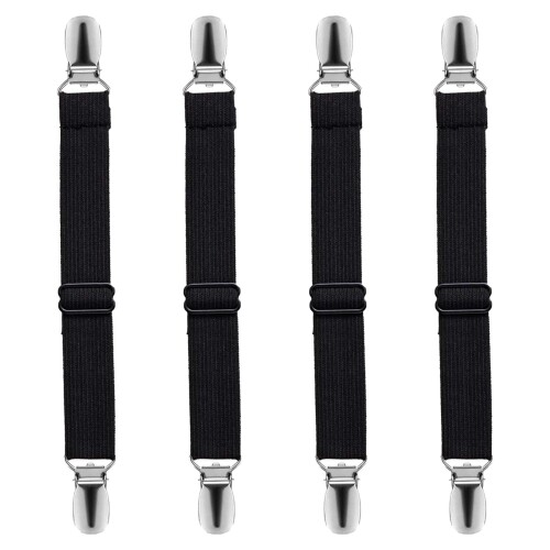 BRIIKPP 布団クリップ シーツクリップ ズレ防止 調整可能 滑り止め 4本セット ブラック 固定