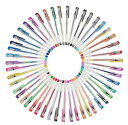 (60) - Creyart Gel Pen Set With 48 Gel Ink Pens in Black, Glitter, Metallic, Swirl Neon Colours - Perfect for Colouring, Writing Art Projects (60)