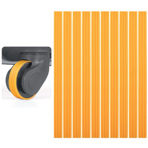 Svaldo キャスターカバー オレンジ 10個セット シリコン製 5-6.5cm対応 ストライプ柄 カット可能 キャスターカバー スーツケース用 タイヤカバー 静音 転がり防止 車輪保護 汚れ防止 キズ防