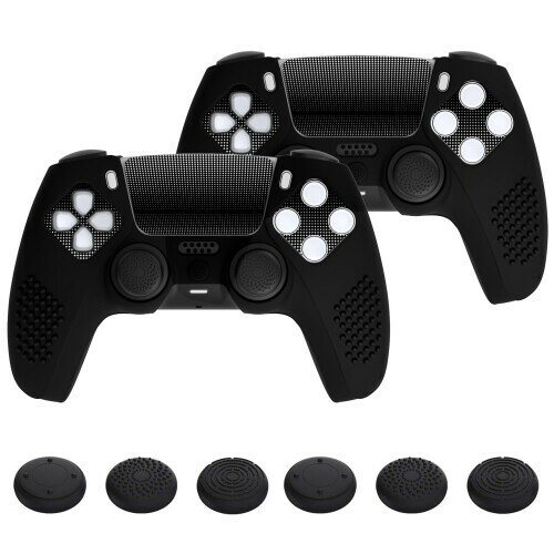 PlayVital ps5コントローラー対応用保護カバー、改良型シリコンカバー充電ステーションに対応、サムグリップキャップ12個やステッカー4枚付属、3Dスタッド加工、グリップ付き滑り止めや PlayVital ps5コントローラー対応用保護カバー、改良型シリコンカバー充電ステーションに対応、サムグリップキャップ12個やステッカー4枚付属、3Dスタッド加工、グリップ付き滑り止めや