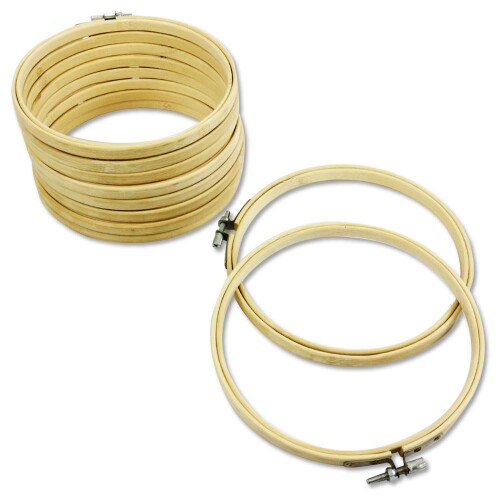 TabbyOne 刺繍枠 円形 クロスステッチ キルティング 竹製 10個セット 径15cm 軽量 ハンドメイド 手芸