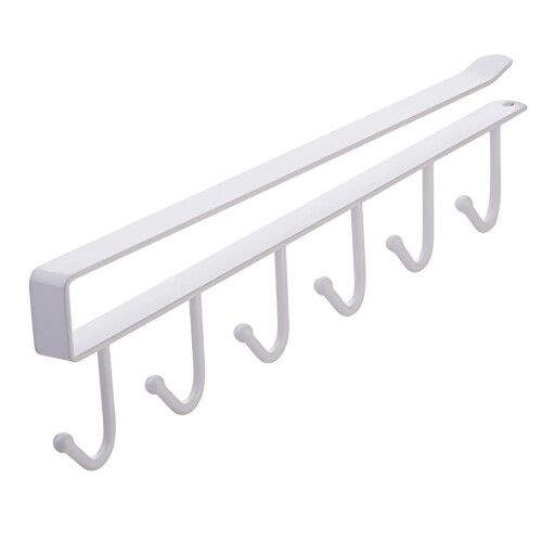 Modest Joy 戸棚下フック キッチンツールフック キッチンラック 吊り下げラック シンプル おしゃれ スチール コーティング 約W1.5×D26×H6.5cm 収納 (ホワイト)