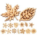 iplusmile 木製スライス DIYの工芸品 木製スライス 天然木 木片 diy落書き 花葉ナチュラル木製 DIYクラフト装飾 ランダムパターン 200個セ...