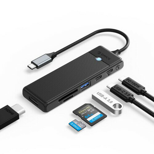 ORICO USB C nu 6 in 1 }`|[g Type-C nu hbLOXe[V USB 3.0|[gA5 Gbps USB-Cf[^AHDMI 4KASD/TFJ[h[_[A100W PD[d|[g MacBook/Ipad/Dell/HP/Surface/LenovopA_v^