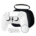 JYXETOV PS5 コントローラー カバー + 収納バッグ(27オプション)、無料の8ボタンキャップ、シリコーン保護、オリジナルの充電器で充電できます、滑り...