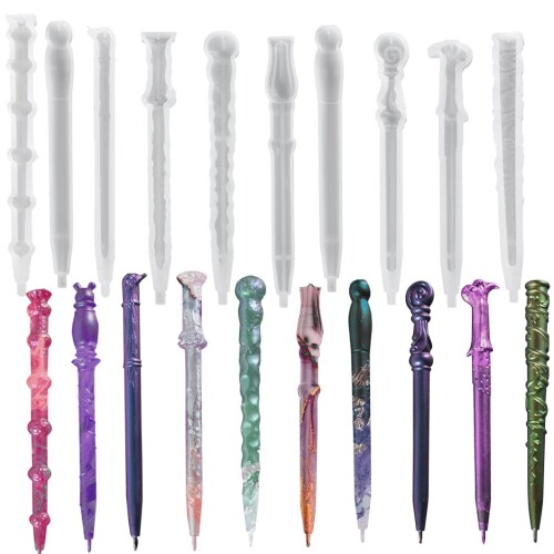 Koonafy ペン シリコンモールド 魔法杖 10個セット 芯付き30本 レジン型 文房具 DIY手作り ハンドメイ..