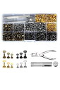YFFSFDC レザークラフト カシメセット 3サイズ 4種色リベット スタッズ 底鋲 打ち具セット 丸形6mm 8mm 12mm 穴あけ 打ち具 打ち台 パー...