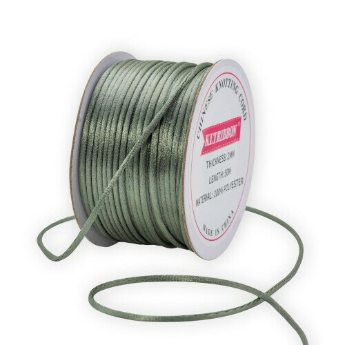 KLTRIBBON 2mm メタルグレー サテンラットテールコード 中国結び紐 - ブレスレット ネックレス ジュエ..