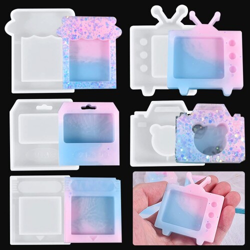 FineInno シリコンモールド 流れ砂型 5種類 テレビ形 ホーム形 ゲームカード形 カセット形 カメラ形 ハ..