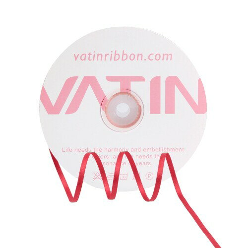VATIN ヴァティン ポリエステル サテンリボン 3.2mm（1/8インチ）x 連続91.4m（100ヤード）両面 レッド リボン 結婚式の招待状 ギフト包装 クリスマスオーナメント タグ装飾用
