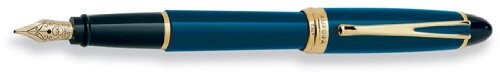 Aurora Ipsilon Deluxe Blue w/ Gold Trim Broad Point Fountain Pen - AU-B12B-B